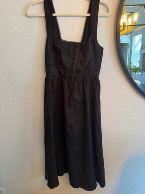 Tagliatelle Linen Dress Reformation Black Square-Neck Midi Dress